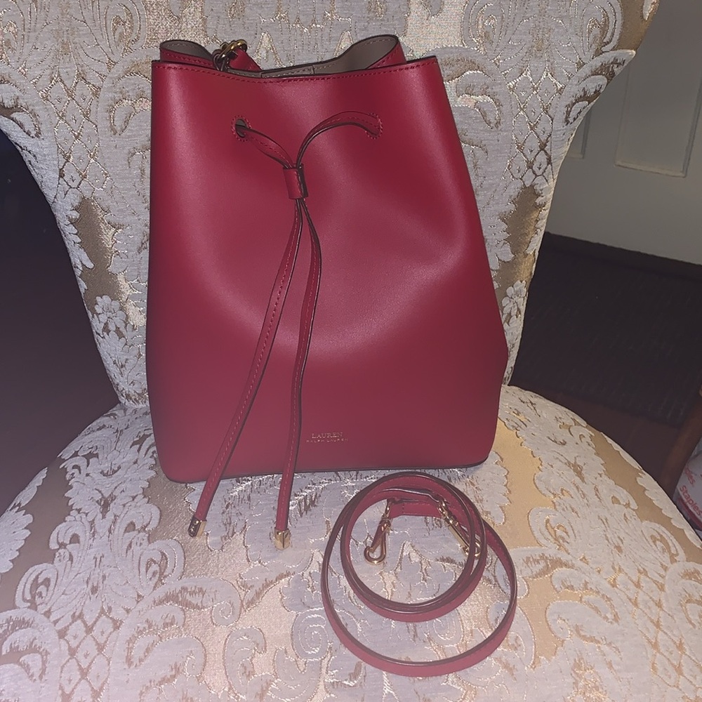 Ralph Lauren Red Leather Bucket Bag